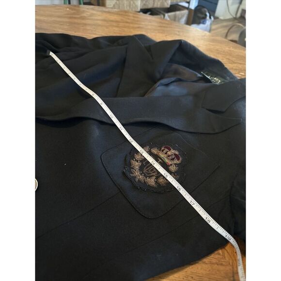 Lauren Ralph Lauren vintage Blazer wool Jacket‎ Crown Crest Black Womans 8 GUC - Picture 7 of 11